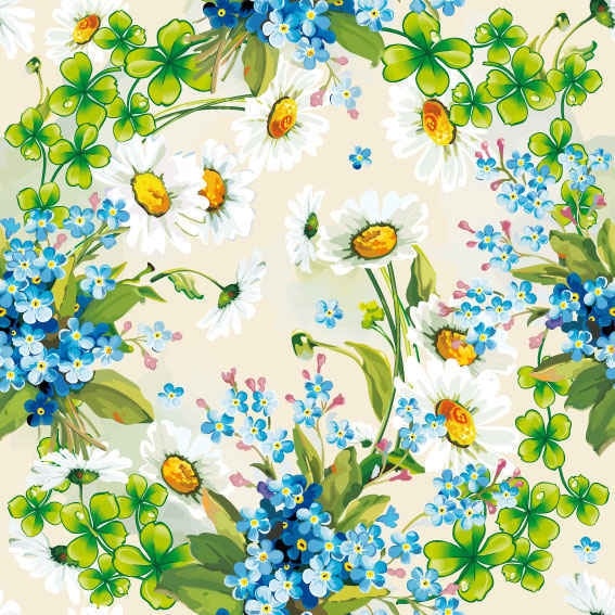 Floral Flowers Blue background
