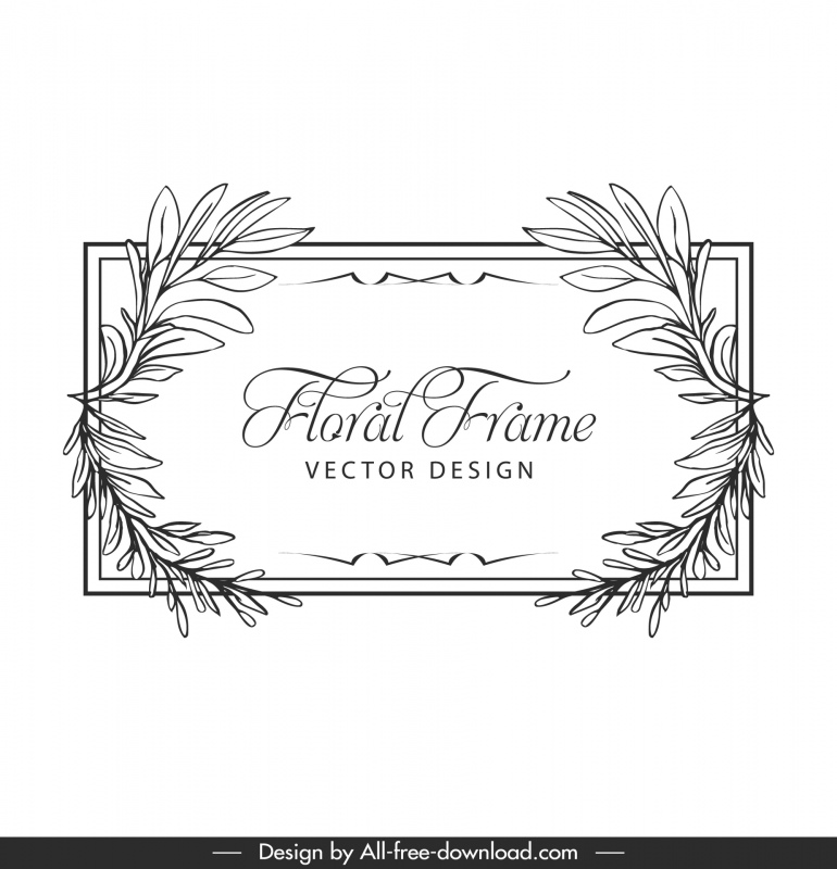 floral frame template classic symmetric leaves geometry 