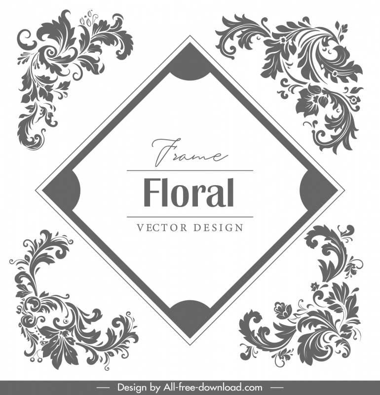 floral frame template symmetric classic geometry