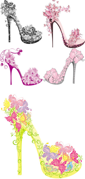floral high heel shoe design vector