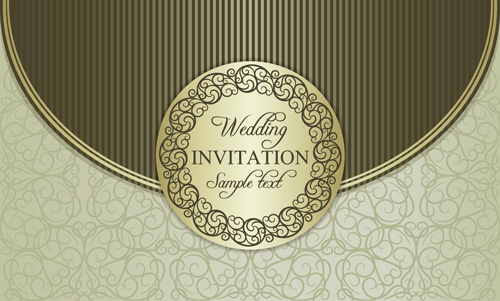 floral ornate wedding invitation cards vector set