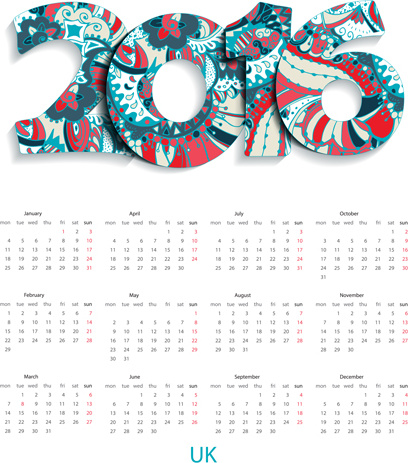 floral pattern calendar16 vector 