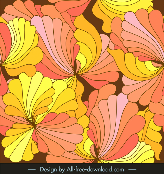 floral pattern colorful closeup retro handdrawn design