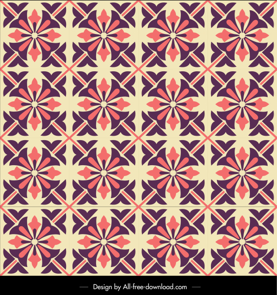 floral pattern template colored classical repeating flat sketch