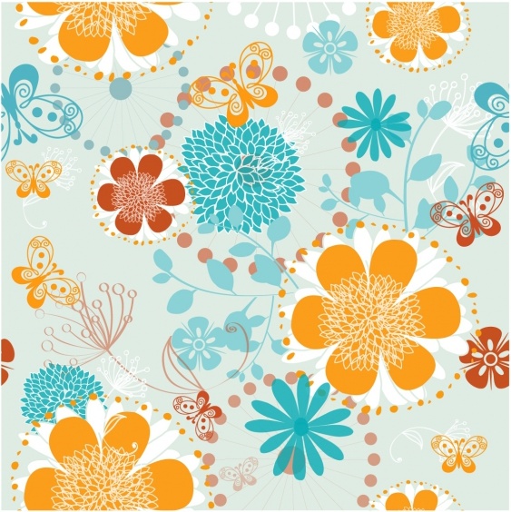 Floral Pattern with Butterflies