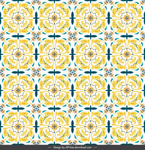 floral pattern yellow classical repeating symmetric illusion