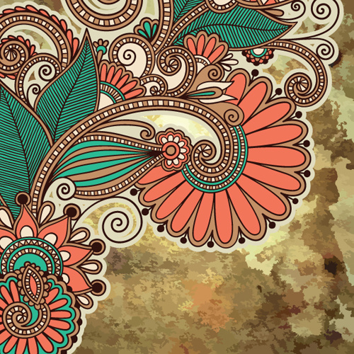 floral patterns with grunge backgrounds vector 