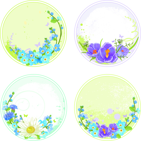 floral round frames vector