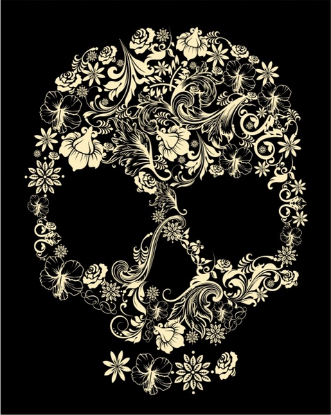 Download Floral skull Free vector in Adobe Illustrator ai ( .AI ...