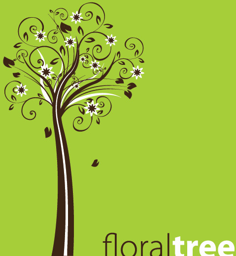 floral tree with green background