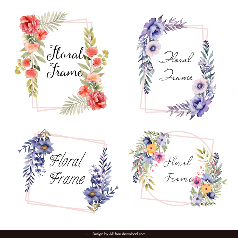 floral watercolor frame templates collection elegant decor