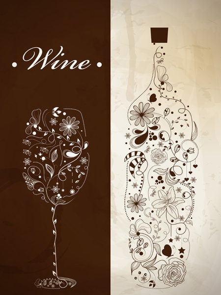 floral wine creative design vector
