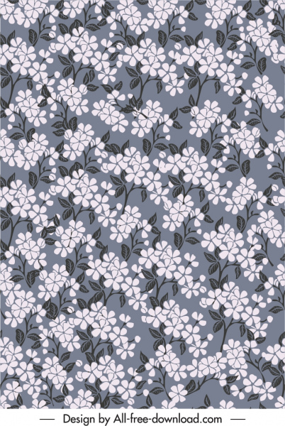 floras pattern template dark retro flat sketch
