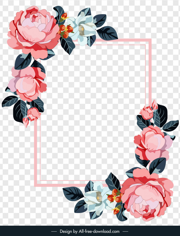 flower a transparent page background template elegant petals checkered frame decor