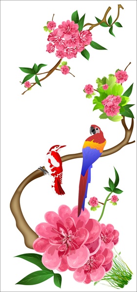flower and birds 
