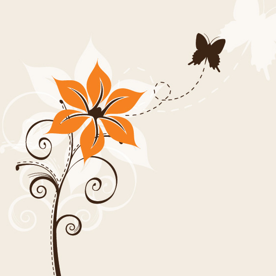 flower and butterfly vector graphic