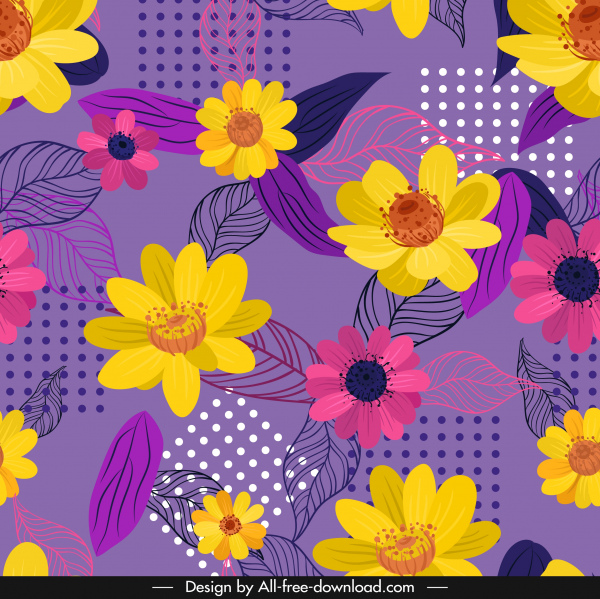 flower background multicolored petals classical handdrawn sketch