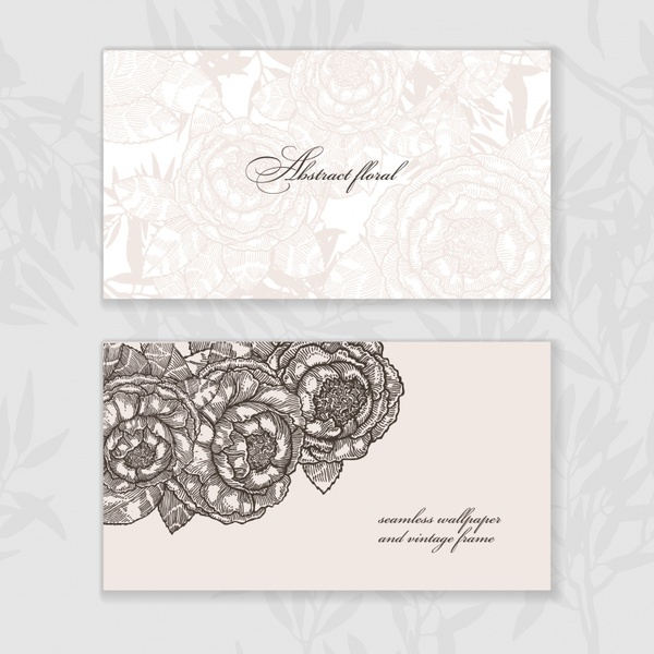 card template blurred black white flowers decor