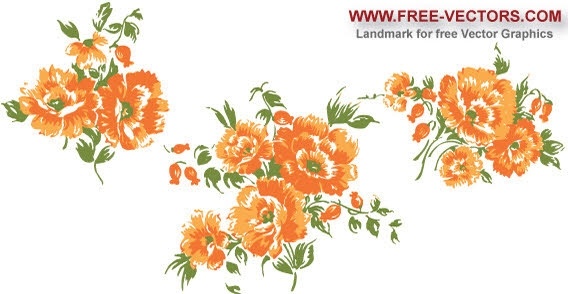 floral bunch pattern orange flowers decoration design