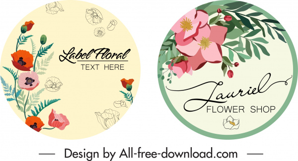 flower label templates elegant colorful decor circle design