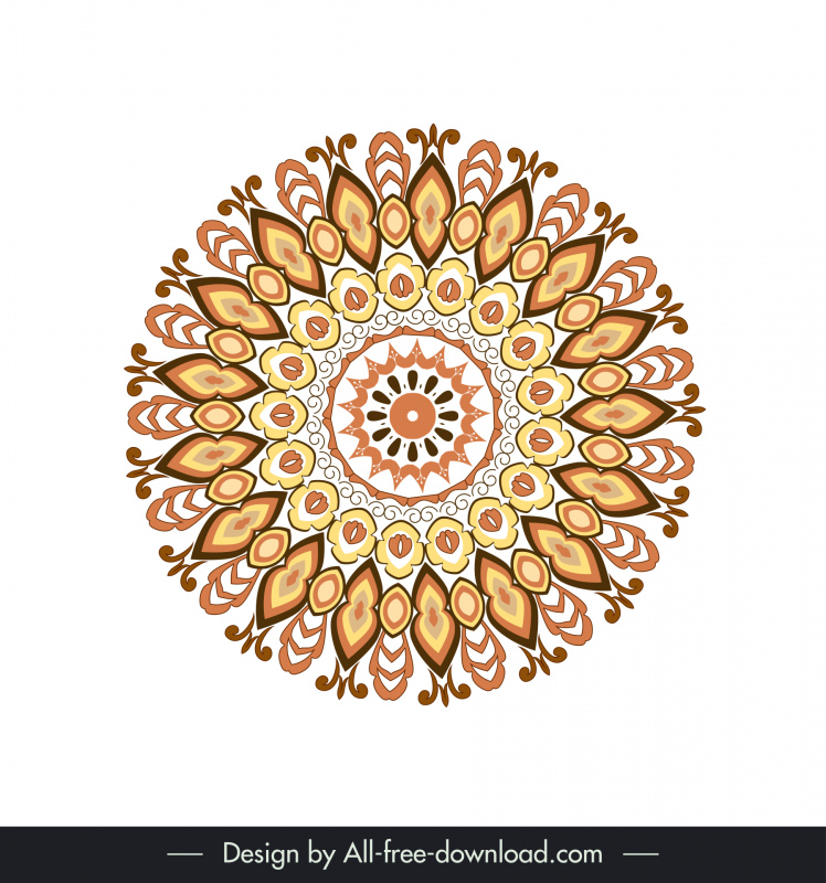 flower mandala sign icon symmetrical illusion design