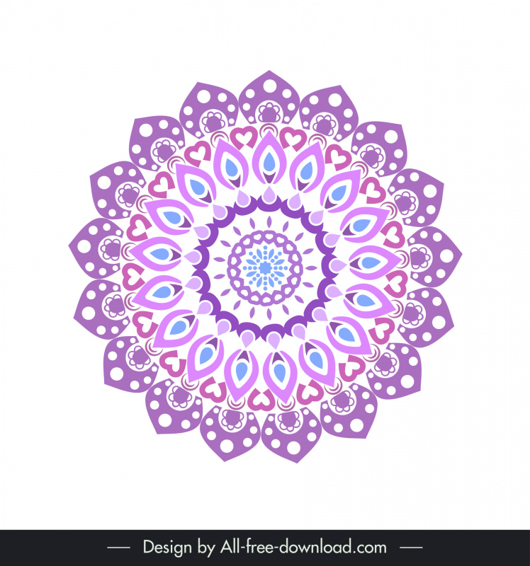  flower mandalas icon sign purple symmetric circle illusion shape design