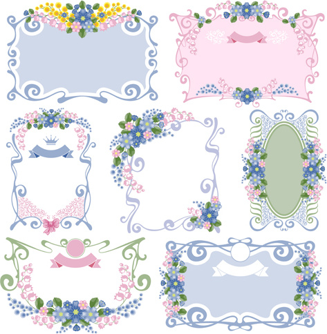 flower ornament frames vector set