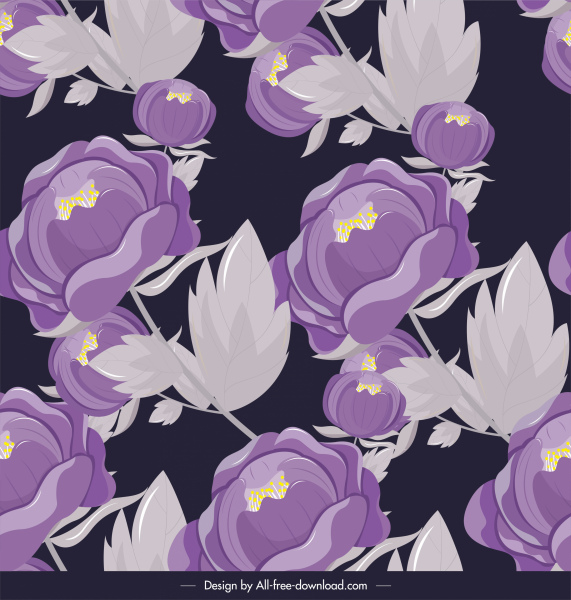flower painting classical violet grey decor