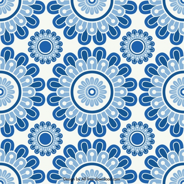 flower pattern template classical blue flat repeating decor