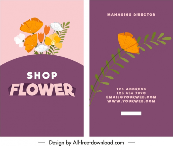 flower shop business card template colorful classic decor