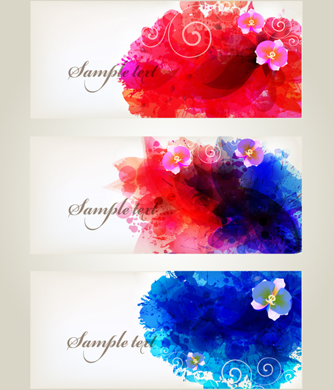 flower watercolor vector banners