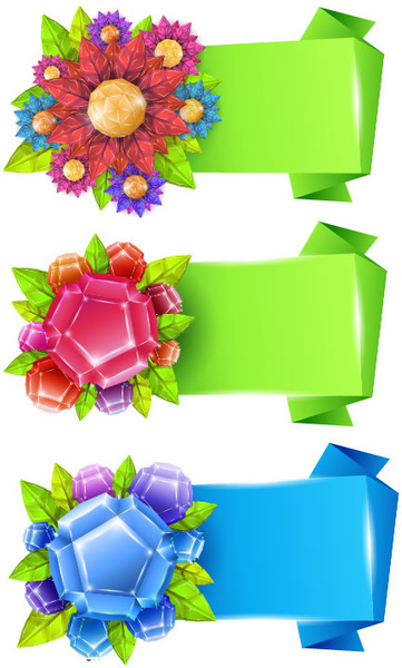 flower with origami banner vector