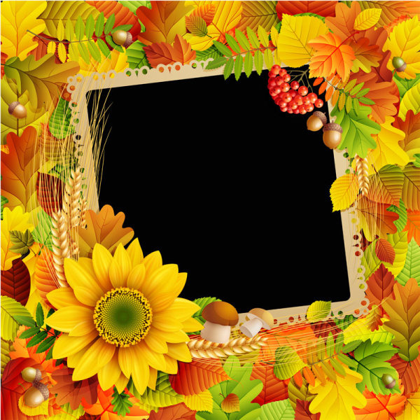 flowers8 leaf vector photo frame