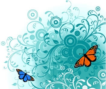 Flowers and Butterfly vector 