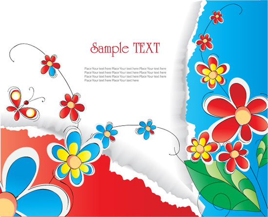 flowers and paper background vector