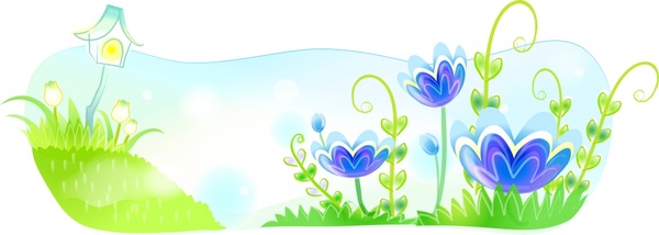 nature background flowers decoration classical green blue ornament
