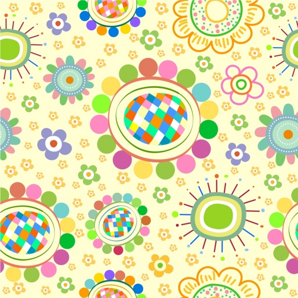 flowers background colorful circles curves decoration