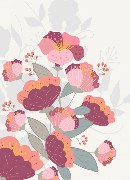 flowers background colorful classical design