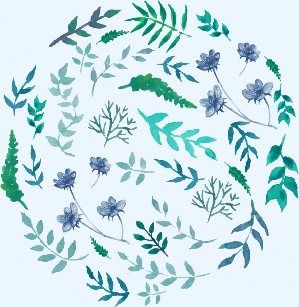 flowers background green design circle layout