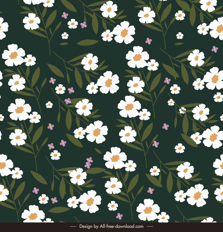 flowers blossom pattern template elegant classic dark design
