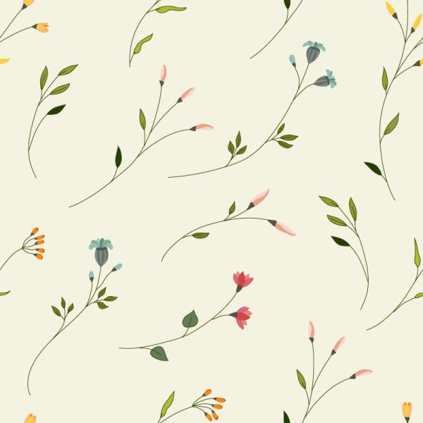 flowers branches vector seamless pattern