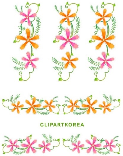 Flowers, fruit and butterfly lace Vector material