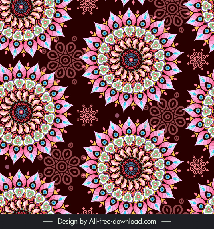 flowers mandala pattern template vintage repeating illusion design