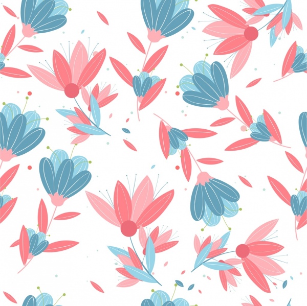 flowers pattern classical decor red blue design