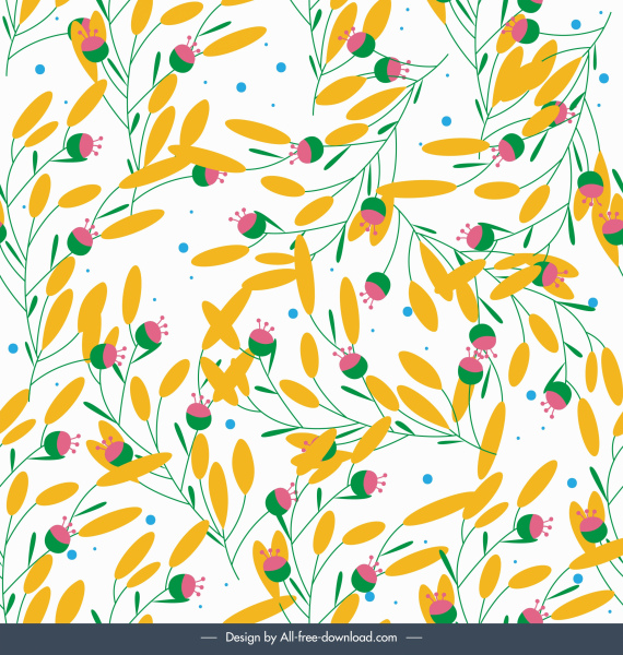 flowers pattern colorful classical flat handdrawn sketch 