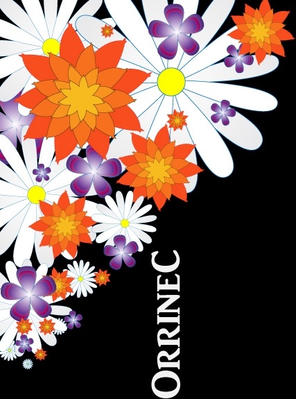 colorful flowers vector illustration on dark background 