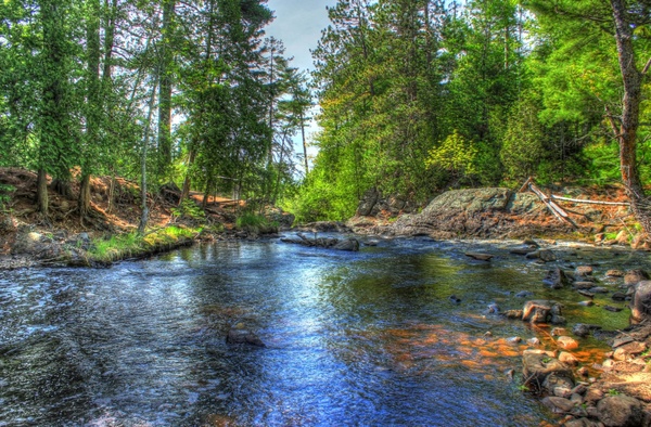 flowing downstream at pattison state park wisconsin