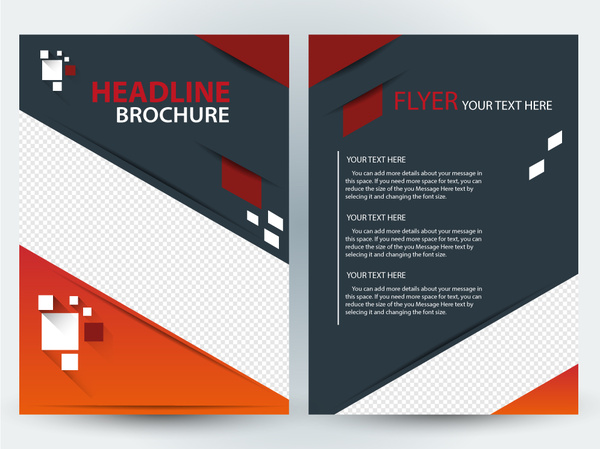 flyer brochure template design with diagonal illustration 