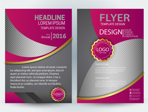 flyer illustration with curves and dark pink design 