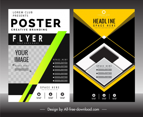 flyer poster templates colorful modern technology decor 